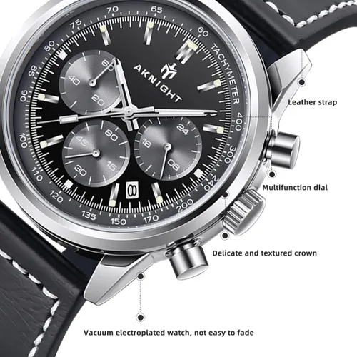 Vista 2 de Men Watch Watch for Men Waterproof Stainless Steel Chronograph Quartz Analog Fashion Business Sport Work Wrist Watches