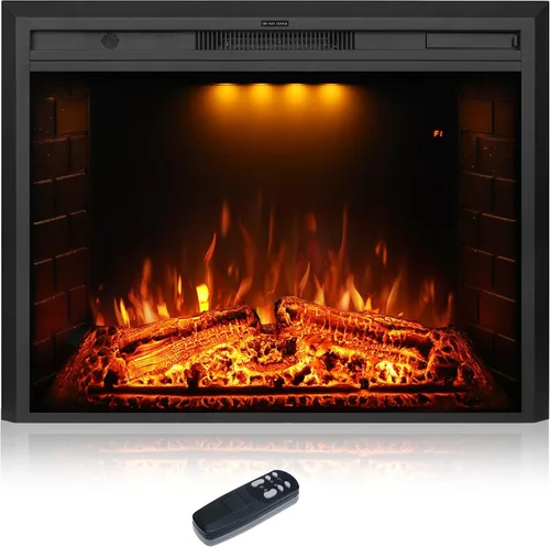 Vista 9 de Calentador eléctrico de troncos de chimenea de 25 pulgadas, juego de troncos de chimenea eléctrica independiente con control remoto y aplicación