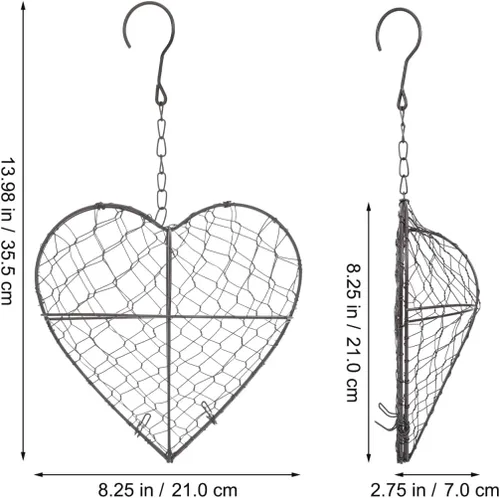 Vista 4 de GANAZONO Cesta colgante en forma de corazón de 8.26 pulgadas, maceta de alambre de metal para plantas suculentas y flores, para interiores
