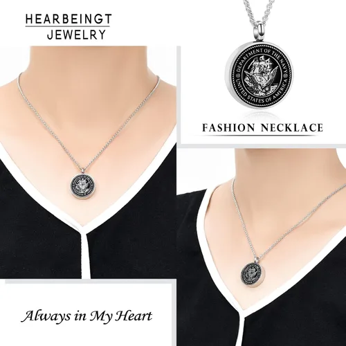 Vista 2 de Hearbeingt Collar con colgante de urna para cenizas del ejércitofuerza aéreaazul marinobombero, regalo conmemorativo, aniversario, recuerdo