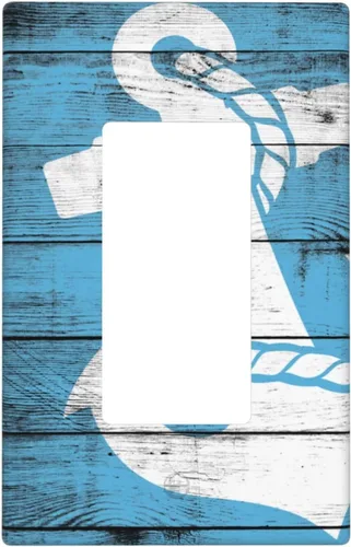 Vista 9 de Board Nautical Anchor Double Rocker Light Switch Plate Cover Decor Wall Plate Cover For Home Bedroom Kitchen Decorative 4.6 * 4.5 Inch