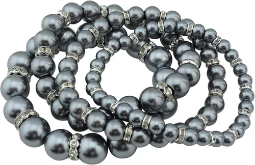 Vista 7 de Coiris 4 unids/set imitación perlas pulseras cristal mujeres multi capa (BR1113)