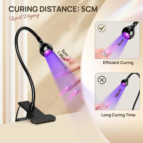 Vista 8 de AORAEM Lámpara de uñas LED UV, luz UV de secado rápido para uñas de gel, lámpara LED de curado de uñas con control de pie, luz de curado flash