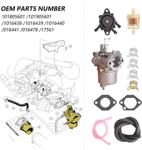 Vista 3 de 10L0L Carburador de golf Kit de bomba de combustible para 1998-UP Club Car DS Precedent Turf Carryall FE290 Kawasaki Motores Carb 101805601