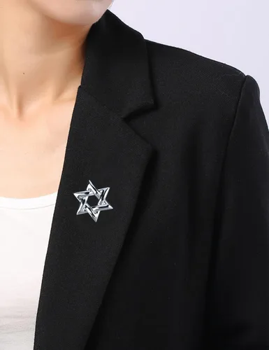 Vista 2 de Broche de estrella de David con diamantes de imitación y estrella de David, broche de solapa espiritual