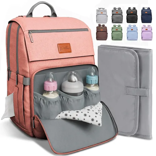 Vista 18 de PILLANI - Mochila grande para llevar pañales de bebé, para viajar, cambiador incluido, producto esencial para recién nacidos, artículos para mamá