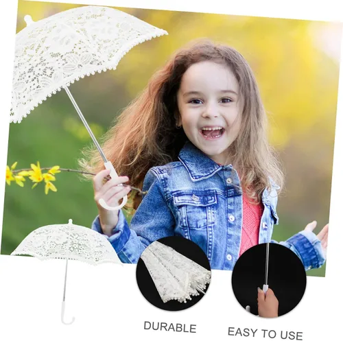 Vista 8 de IMIKEYA 2pcs Lace Umbrella Girl Umbrella Bridal Parasol Vintage Umbrellas for Girl Bride Parasol Wedding Umbrellas Parasols for Girl Iron Wedding