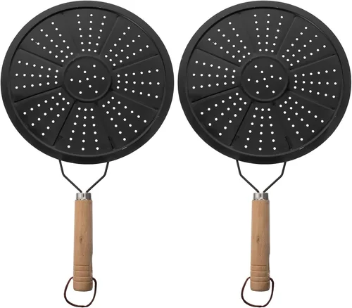 Vista 9 de Quemador de inducción Reductor de difusor de calor Placa de hierro fundido con mango de madera Almohadilla de aislamiento para estufas eléctricas