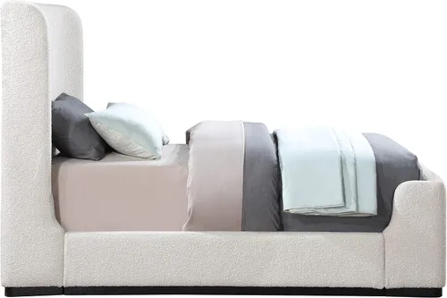 Vista 6 de Meridian Furniture OliverCream-T Colección Oliver Modern Cama individual tapizada de tela boucle contemporánea con acabado de cepillo de alambre