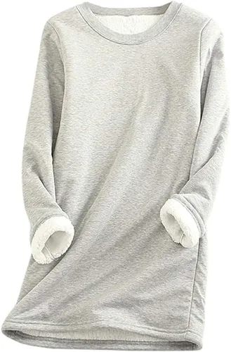 Vista 18 de Sudaderas de forro polar para mujer, de manga larga, cómodas, de felpa, cálidas, para invierno Negro