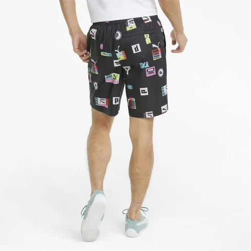Vista 3 de PUMA Pantalones cortos tejidos de 8 pulgadas con estampado de marca Love All Over