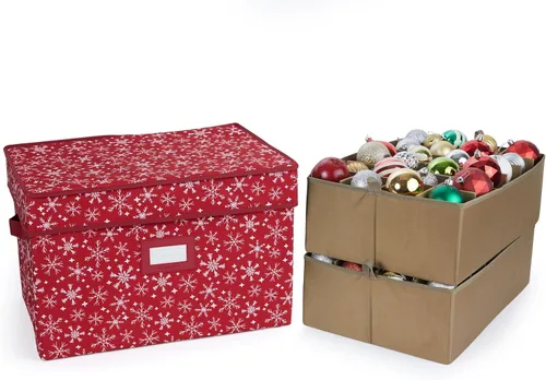 Vista 22 de Covermates Keepsakes – Caja de almacenamiento ajustable de 72 piezas – Capacidad para adornos de 4 pulgadas – Resistente – Asas – apilables