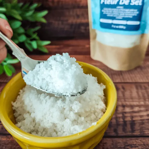 Vista 4 de Fleur De Sel 7oz Gourmet Salt Hand Harvest Dona Maria Gourmet Sal marina natural