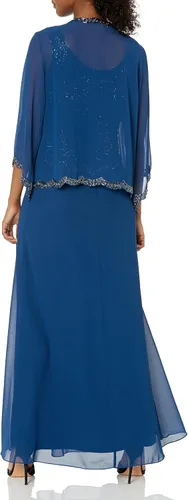 Vista 2 de J Kara Vestido tipo chaqueta con cuentas para mujer