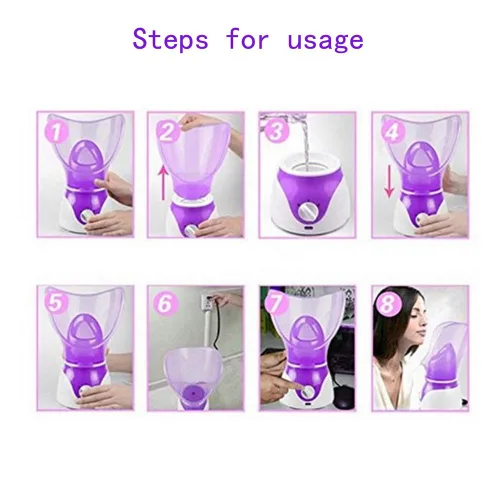 Vista 6 de Vaporizador facial profesional inhalador de vapor facial sauna spa para máscara facial hidratante - Sinusitis con aromaterapia; poros