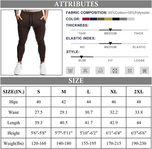 Vista 5 de BUXKR - Pantalones deportivos ajustados con bolsillos profundos para hombre, para gimnasio, correr y fisioculturismo