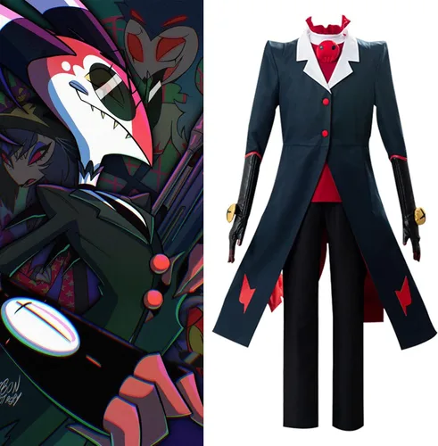 Vista 7 de Hazbin Hotel Cosplay Blitzo Helluva Boss Disfraz uniforme chaqueta traje traje conjunto completo unisex