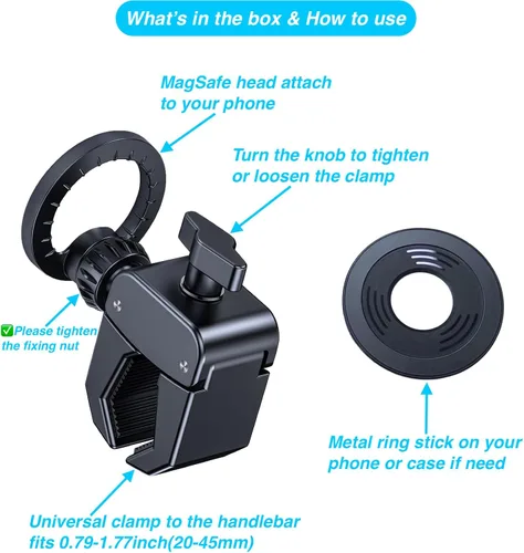 Vista 6 de Soporte de teléfono para cochecito MagSafe, soporte magnético para teléfono compatible con iPhone 17/16/15/14/13/12 Series
