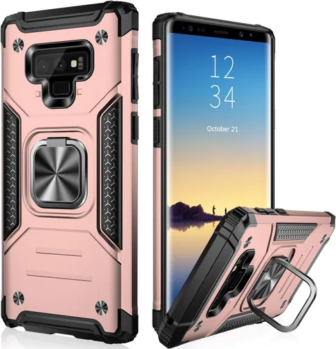 Vista 14 de IKAZZ Funda para Galaxy Note 9, TPU suave y flexible de doble capa y policarbonato duro, antideslizante, de cuerpo completo, resistente, funda Azul