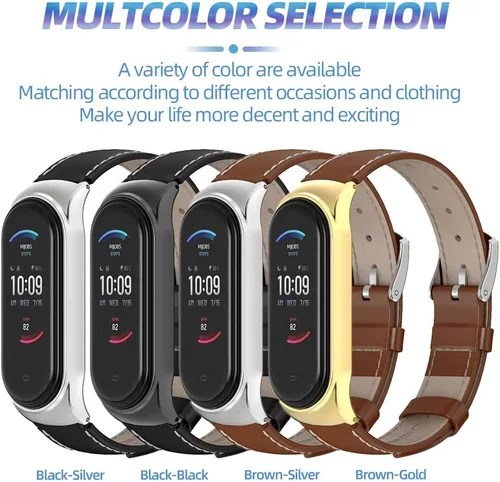 Vista 6 de Correa de repuesto de cuero genuino para Amazfit Band 5 Smart Bracelet Watch Accesorios