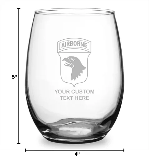 Vista 6 de 7.62 Design 101ª División Aerotransportada del Ejército de los Estados Unidos Grabada 21 oz. Copa de vino personalizada sin tallo