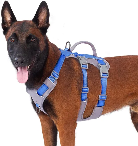 Vista 10 de Arnés reflectante para perros Huntboo con mango, a prueba de escapes, antideslizante, transpirable, ligero, arnés ajustable para perros pequeños