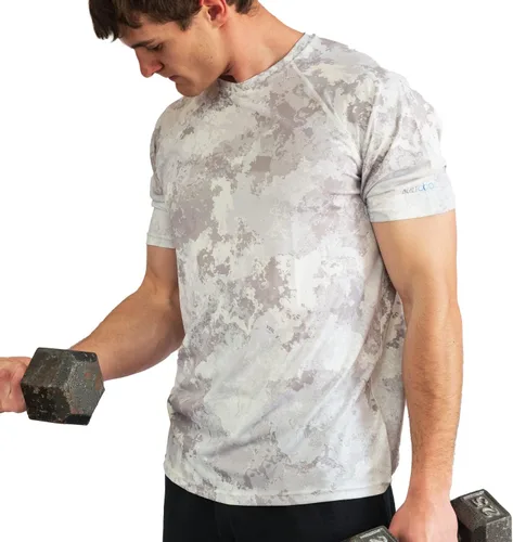 Vista 4 de BUILTCOOL Camisa raglán de cuello redondo para hombre, de secado rápido, absorción de humedad instantánea, protección solar UPF 50
