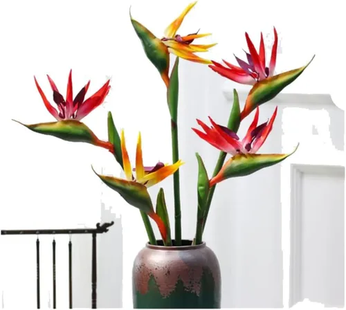 Vista 6 de Flor artificial de pájaro del paraíso artificial Strelitzia Reginae planta de seda artificial para oficina en casa, 1 unidad (azul)