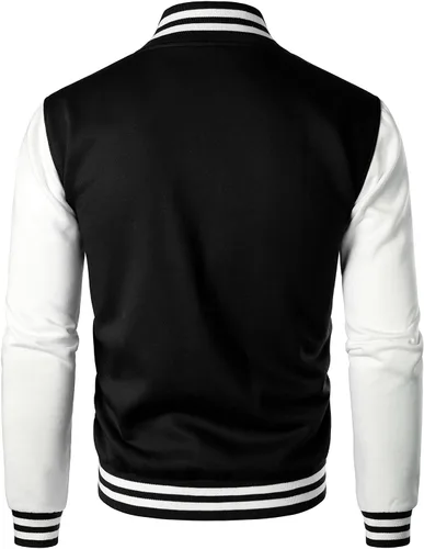 Vista 3 de HOOD CREW Chaqueta de béisbol Varsity para hombre de mezcla de algodón