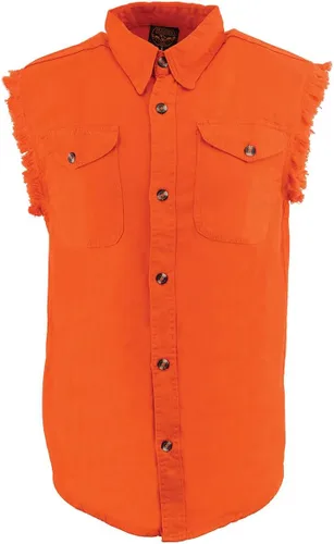 Vista 6 de Milwaukee Leather DM1002 Camisa vaquera ligera negra para hombre con corte deshilachado sin mangas