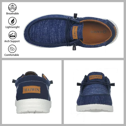 Vista 3 de Haiwin Men's Casual Slip-on Loafers Walking Shoes with Arch Support Comfortable and Lightweight Boat Shoes for Plantar Fasciitis