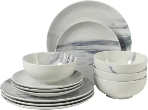 Vista 10 de Gibson Home Hazeltine - Juego de vajilla de cerámica de piedra azul marino de 16 piezas, platos y cuencos, juego de cocina de cerámica duradera Azul