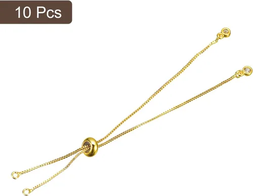 Vista 3 de uxcell Pulseras deslizantes ajustables, 10 unidades de extensor de caja de cadenas de conexión con extremos de diamantes de imitación para hacer