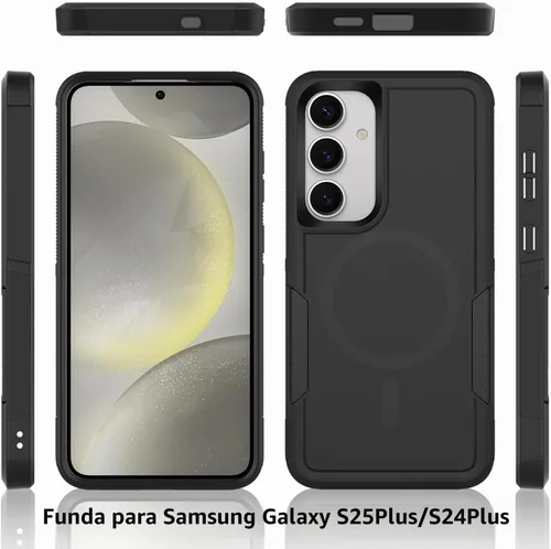 Vista 8 de Dionsibei Funda protectora diseñada para Samsung Galaxy S25 Plus, Galaxy S24 Plus, 2 en 1, grado militar, resistente, a prueba de golpes, para Negro