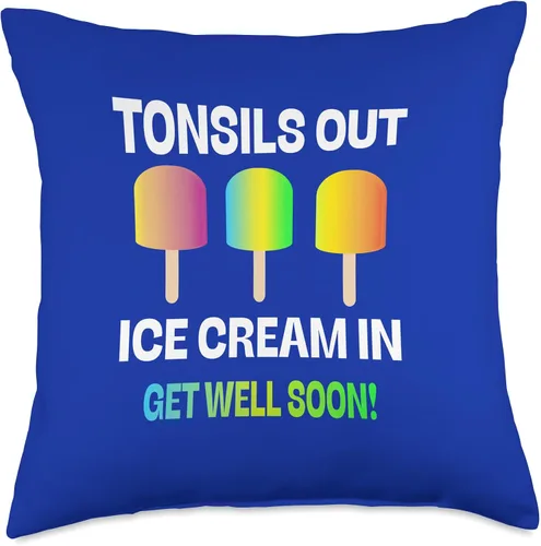 Vista 5 de DesignsByKelley Best Wishes Fast Recovery Gifts Amígdalas Out Ice Cream in Get Well Kids Surgery Recovery - Almohada de regalo, 16 x 16 pulgadas