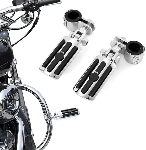 Vista 4 de Estriberas de carretera para motocicleta de 1 a 1 1/3 pulgadas con protector de motor, reposapiés de carretera para Harley Indian Yamaha Honda