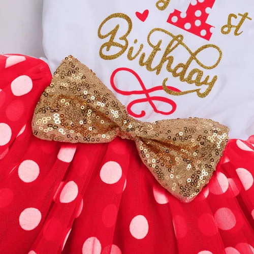 Vista 6 de IBTOM CASTLE Vestido de princesa con diseño de ratón y lentejuelas para niñas y bebés, disfraz elegante para sesión de fotos