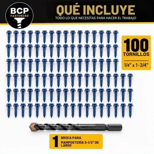 Vista 4 de BCP Fasteners Tornillos para hormigón con punta de diamante de cabeza