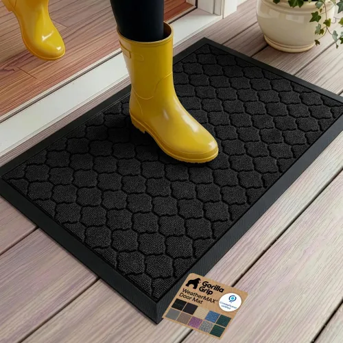 Vista 115 de Gorilla Grip - Tapete WeatherMax todo terreno 100% impermeable, caucho natural, resistente a manchas y decoloración, interior y exterior, fácil