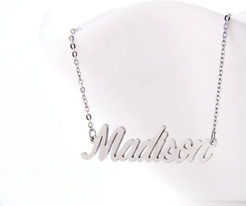 Vista 3 de HUAN XUN - Collar con nombre personalizado en plata dorada