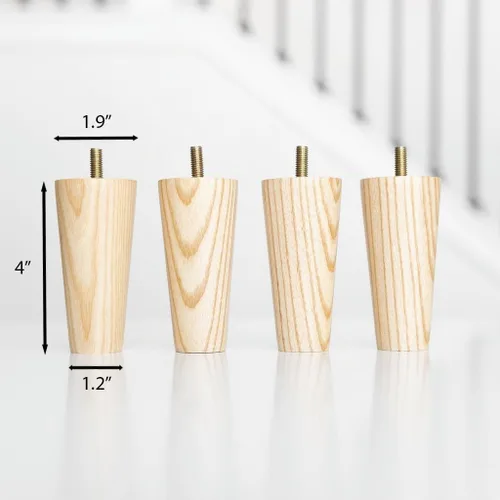 Vista 7 de Airy Abode Patas de madera de fresno prémium para muebles (kit de instalación completa): elige tu tamaño y color Ceniza