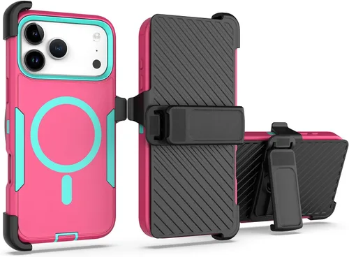 Vista 41 de Funda diseñada para iPhone 16 Pro, magnética, doble protección, resistente y duradera, compatible con MagSafe, clip trasero desmontable, a prueba