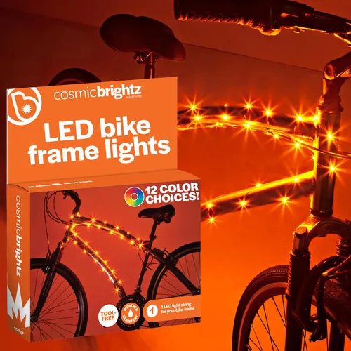 Vista 8 de Brightz CosmicBrightz - Cuerda de luz LED para marco de bicicleta, cuerda de 6.5 pies, funciona con pilas con interruptor de encendido/apagado