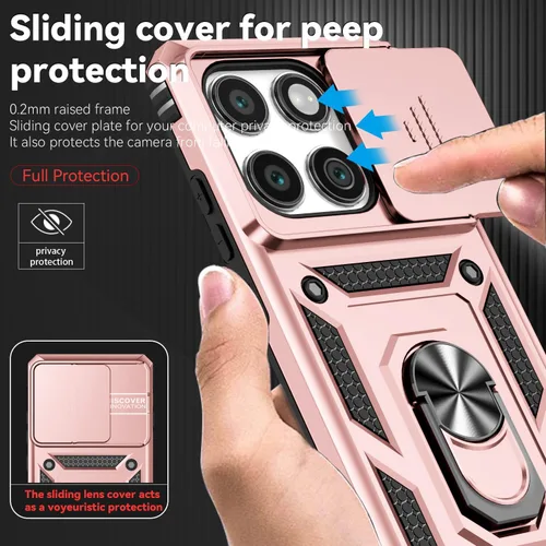 Vista 5 de Funda para Motorola Edge 2025 con protector de pantalla HD y cubierta para Oro rosa