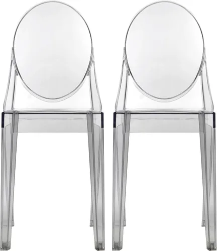 Vista 13 de 2xhome - Silla auxiliar estilo Victoria Ghost Silla de acrílico transparente (transparente), individual, juego de 1 Claro