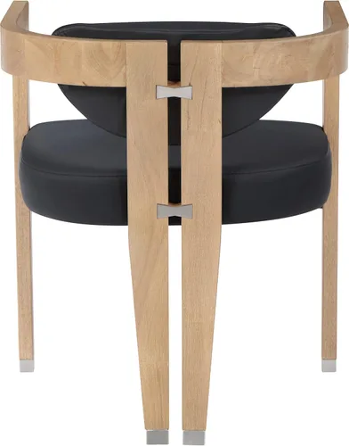 Vista 4 de Meridian Furniture 564Black-C Carlyle Collection Modern Silla de comedor contemporánea, acabado natural cepillado de madera maciza, cuero vegano