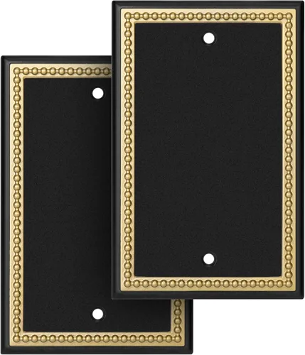 Vista 21 de Placa decorativa de pared con marco perlado para placa de interruptor (palanca doble, negro y dorado oscuro)