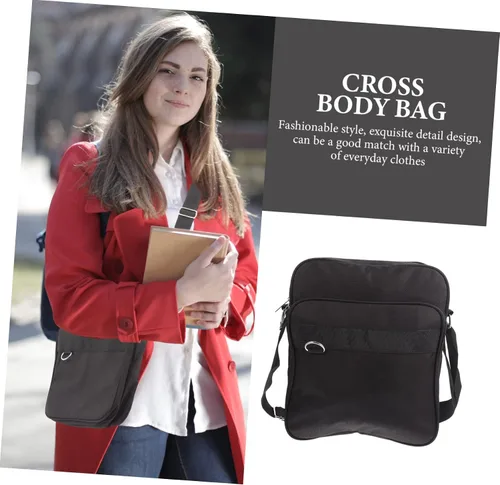 Vista 2 de UKCOCO Bolsa de mensajero minimalista para hombre, 3 piezas, bolsa cruzada minimalista de hombro para mujer, monedero mediano para mujeres