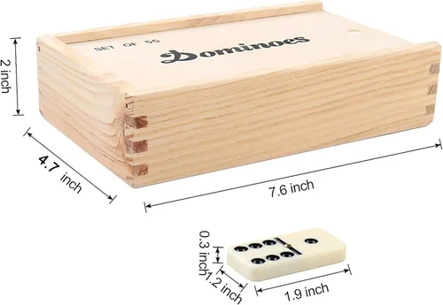 Vista 2 de Juego de dominó para adultos, juego de dominó doble nueve con estuche de madera para juegos de mesa clásicos, para familias y niños, 55 azulejos
