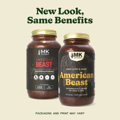 Vista 2 de MK Supplements American Beast, Suplemento de Órganos de Bisonte para Atletas, Apoya la Fuerza, Resistencia y Recuperación, Liofilizado, No-GMO